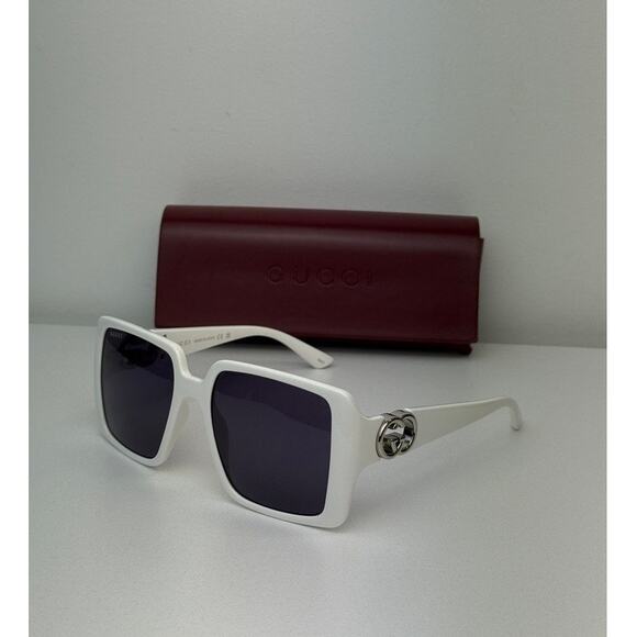 NEW Gucci GG1692S White Square Logo Sunglasses $445 main image 4